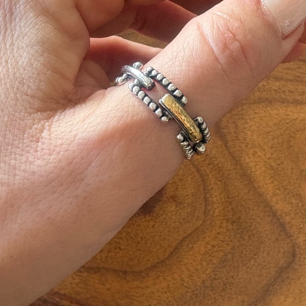 Samuel B. Sterling Silver & 18K Gold Ring Size 10 | Bali Designer - Picture 3 of 5